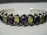 Stunning Vintage Native American Navajo Amethys Citrine Sterling Silver Bracelet Cuff-Nativo Arts