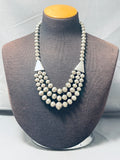 Most Unique Vintage Native American Navajo Sterling Silver Tier Necklace Old-Nativo Arts