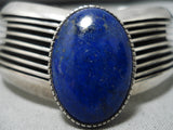 Impressive Vintage Native American Navajo Nez Lapis Sterling Silver Bracelet Cuff-Nativo Arts