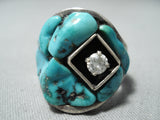 Important Vintage Native American Navajo Charles Loloma Student Turquoise Sterling Silver Ring-Nativo Arts