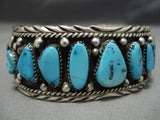 Dean Brown Natural Turquoise Vintage Native American Navajo Sterling Silver Bracelet Old-Nativo Arts