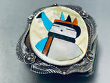 Heavy 100 Gram Vintage Native American Zuni Turquoise Sterling Silver Dancer Bracelet-Nativo Arts