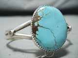 Marvelous Vintage Native American Navajo Blue Diamond Turquoise Sterling Silver Slave Bracelet-Nativo Arts