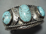 Prime Vintage Native American Navajo Rare Turquoise Sterling Silver Bracelet-Nativo Arts