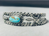 Early Vintage Native American Navajo Wired Sterling Silver Turquoise Bracelet Old-Nativo Arts