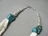One Of The Best Vintage Native American Navajo Tubed Pearl Sterling Silver Turquoise Necklace-Nativo Arts