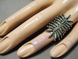 Important Vintage Native American Zuni Alice Quam Razor Turquoise Sterling Silver Ring Old-Nativo Arts