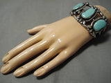 One Of Best Vintage Native American Navajo Easter Blue Turquoise Sterling Silver Bracelet Old-Nativo Arts