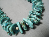 Native American Fantastic Vintage Santo Domingo Kingman Turquoise Sterling Silver Necklace Old-Nativo Arts
