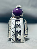One Of The Most Unique Vintage Native American Navajo Sugilite Sterling Silver Ring-Nativo Arts