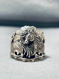 Unique Native American Navajo Sterling Silver Handcarved Huge Horse Ring-Nativo Arts