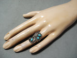 Expressive Vintage Navajo Turquoise Sterling Silver Ring Native American Old-Nativo Arts