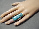Towering Signed San Felipe Turquoise Sterling Silver Ring-Nativo Arts