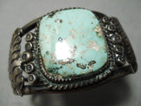 Museum Vintage Native American Navajo Squared Green Turquoise Sterling Silver Bracelet Old-Nativo Arts