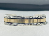 Outstanding Native American Navajo Sterling Silver & 14k Gold Bracelet, Signed-Nativo Arts