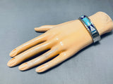 Rare Turquoise Vintage Native American Navajo Sterling Silver Lapis Inlay Bracelet-Nativo Arts