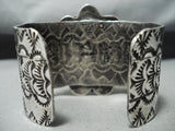 Signed Vintage Native American Navajo Blue Diamond Turquoise Sterling Silver Bracelet-Nativo Arts