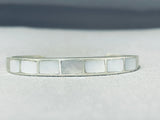 Dazzling Vintage Native American Navajo Mother Of Pearl Sterling Silver Bracelet-Nativo Arts