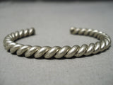 Wonderful Vintage Native American Navajo Handwoven Sterling Silver Bracelet Cuff Old-Nativo Arts