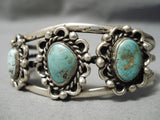 Early Vintage Native American Navajo Natural Royston Turquoise Sterling Silver Bracelet Old-Nativo Arts