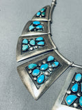Native American Cleopatra Vintage Navajo Turquoise Sterling Silver Segment Necklace-Nativo Arts