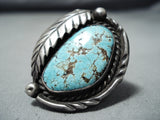 Superb Vintage Native American Navajo #8 Turquoise Mine Sterling Silver Ring Old-Nativo Arts