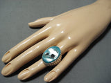 Incredible Vintage Native American Navajo Kingman Turquoise Sterling Silver Ring-Nativo Arts