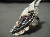Tremendous Vintage Zuni Native American Turquoise Inlay Eldred Martinez Ring-Nativo Arts