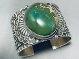 124 Gram Monster Men's Native American Navajo Domed Green Turquoise Sterling Silver Bracelet-Nativo Arts