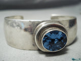 Vibrant Vintage Native American Navajo Blue Topaz Sterling Silver Bracelet Old-Nativo Arts