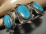 Rare Vintage Navajo Bisbee Turquoise Sterling Silver Native American Bracelet-Nativo Arts