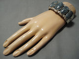 Very Rare Native American Navajo Domed New Lander Blue Turquoise Sterling Silver Bracelet-Nativo Arts