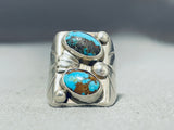 Authentic Bisbee Turquoise Sturdy V9intage Native American Navajo Sterling Silver Ring-Nativo Arts