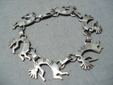 Fabulous Vintage Native American Navajo Sterling Silver Kokopelli Bracelet Old-Nativo Arts