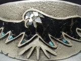 Unforgettable Eagle Native American Navajo Inlay Sterling Silver Bracelet-Nativo Arts
