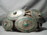 Huge Very Unique Vintage Native American Navajo Sterling Silver Turquoise Inlay Concho Belt Old-Nativo Arts