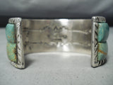One Of The Best Native American Navajo Green Turquoise Inlay Sterling Silver Bracelet-Nativo Arts