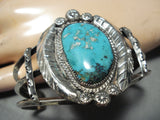 Stellar Vintage Native American Navajo Old Morenci Turquoise Sterling Silver Bracelet-Nativo Arts