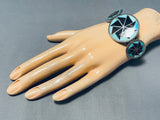 Wheel Of Turquoise Vintage Native American Zuni Turquoise Sterling Silver Shell Bracelet Old-Nativo Arts