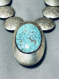 Best Vintage Native American Navajo Carico Lake Turquoise Sterling Silver Bead Necklace-Nativo Arts