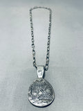 One Of The Most Detailed Hand Carved Vintage Native American Navajo Sterling Silver Necklace-Nativo Arts