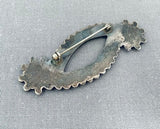 Stunning Vintage Native American Zuni Blue Gem Old Kingman Turquoise Sterling Silver Pin-Nativo Arts