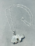 Fantastic Native American Navajo Spiny Oyster Sterling Silver Bear Necklace Signed-Nativo Arts