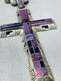 The Best Vintage Native American Navajo Charoite Cross Sterling Silver Necklace-Nativo Arts