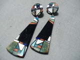 Important Santo Domingo Turquoise Sterling Silver Earrings Native American-Nativo Arts