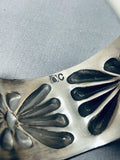 One Of The Best Native American Navajo Hand Repoussed Sterling Silver Bracelet-Nativo Arts
