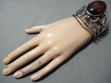 Colossal Vintage Native American Navajo Frog Amber Sterling Silver Bracelet Cuff-Nativo Arts