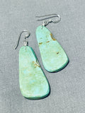 Native American Magnificent Santo Domingo Royston Turquoise Large Slab Earrings-Nativo Arts