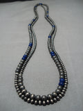 Museum Vintage Native American Navajo Lapis Sterling Silver Wrap Around Necklace-Nativo Arts