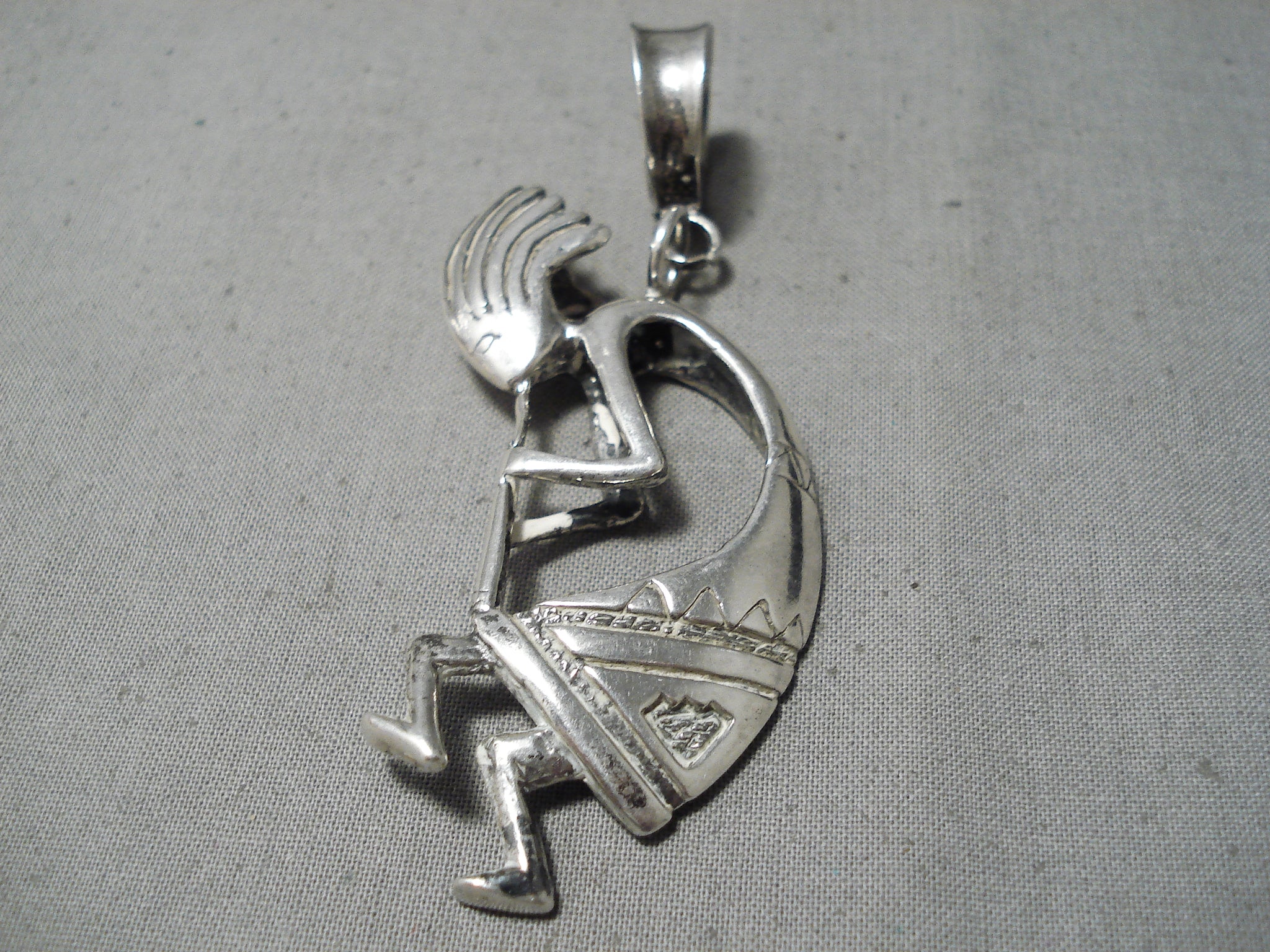 Large Kokopelli Pendant Vintage 925 Silver discount